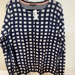 BNWT Pink Tartan Navy and White Cardigan - Sz XL